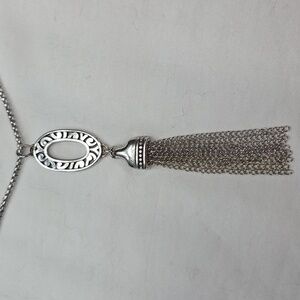 BRIGHTON Silver toned Casablanca Collection Tassle Necklace With Pendant